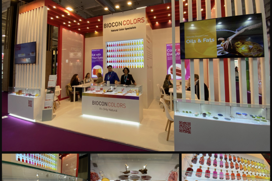 The professional BioconColors exhibition stand at Fi Europe 2025 in Paris, showcasing premium natural colorant solutions and clean-label innovations for the European food industry.